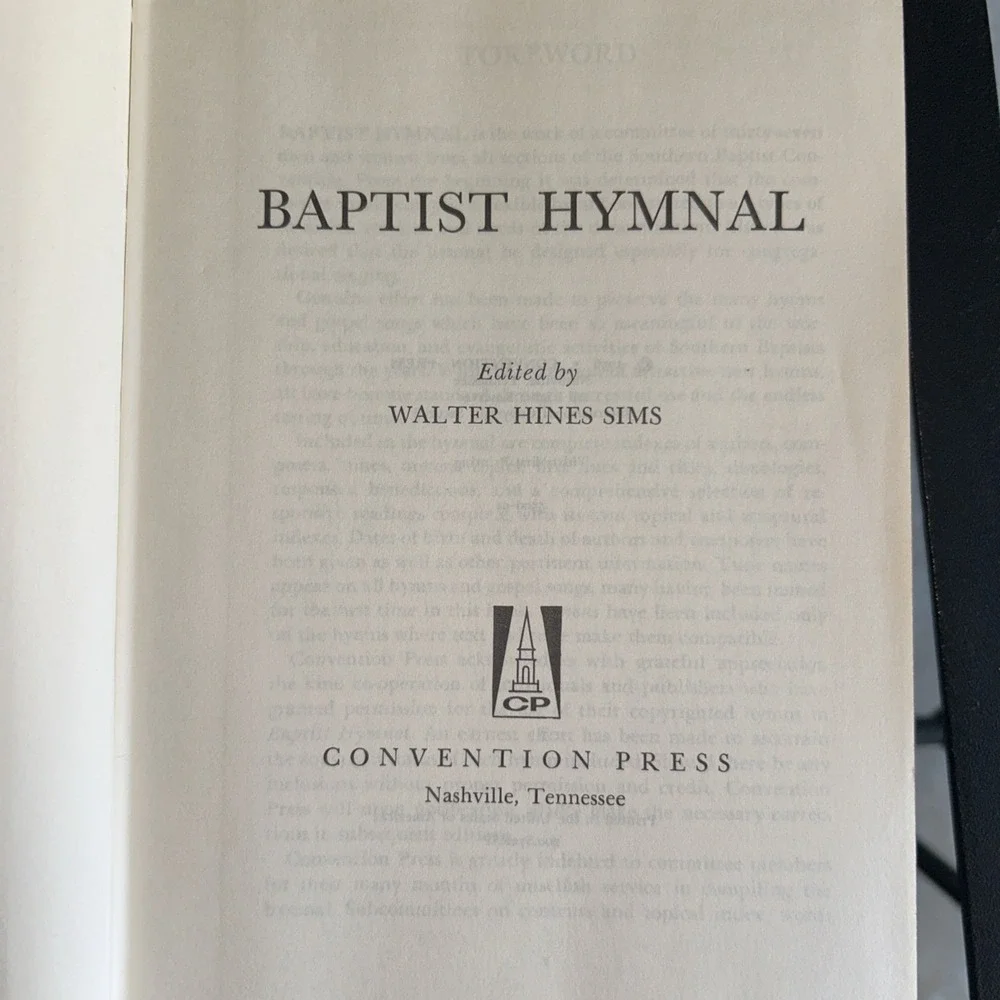 Vintage 1956‎ Baptist Hymnal Convention Press Walter Hines Sims Hardcover Black
